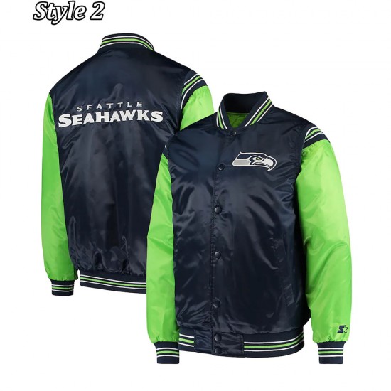 Starter Seattle Seahawks Blue and Neon Green Jacket