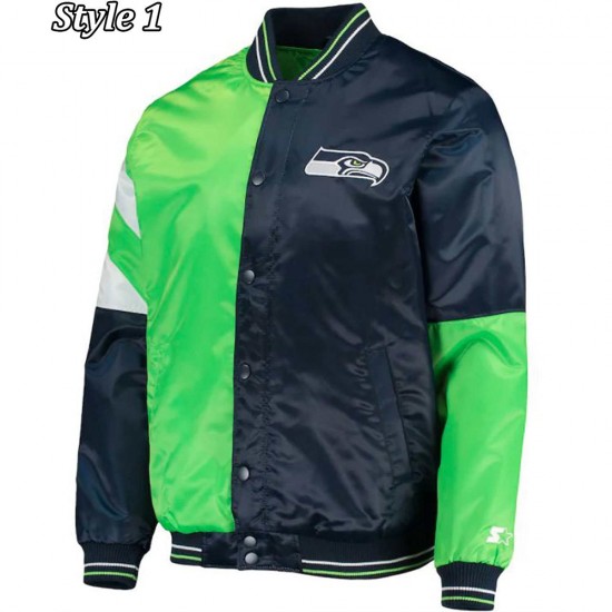 Starter Seattle Seahawks Blue and Neon Green Jacket