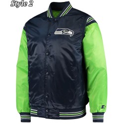 Starter Seattle Seahawks Blue and Neon Green Jacket