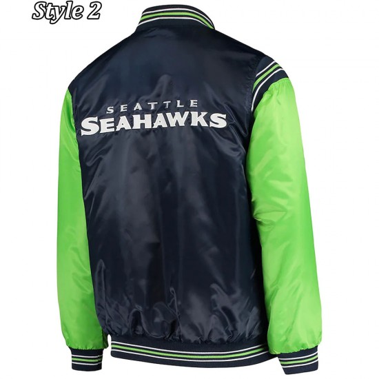 Starter Seattle Seahawks Blue and Neon Green Jacket