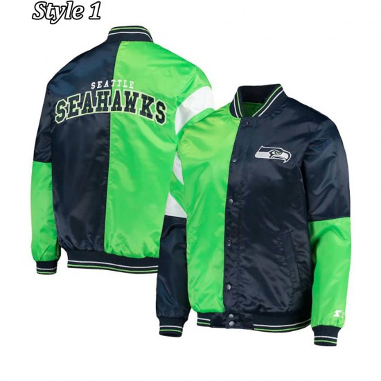 Starter Seattle Seahawks Blue and Neon Green Jacket