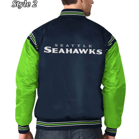 Starter Seattle Seahawks Blue and Neon Green Jacket