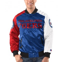 Starter Tricolor Philadelphia 76ers Satin Jacket