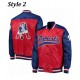 Starter Varsity New England Patriots Blue & Red Satin Jacket