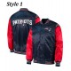 Starter Varsity New England Patriots Blue & Red Satin Jacket