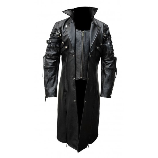 Steampunk Leather Trench Coat for Men Steampunk Leather Trench Coat for Men