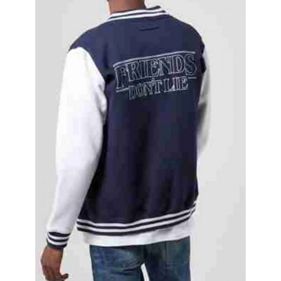 Stranger Things Friends Don’t Lie Unisex Varsity Jacket Stranger Things Friends Don’t Lie Unisex Varsity Jacket