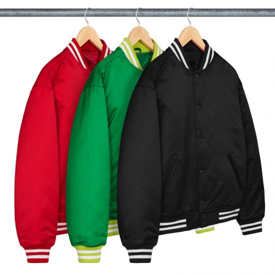 Supreme Full-Snap Varsity Satin Jacket