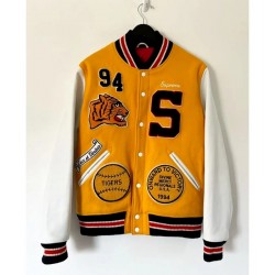Supreme Tiger Varsity White Yellow Jacket