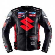 Suzuki Motul Motorcycle Leather Racing Black Jacket
