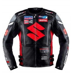 Suzuki Motul Motorcycle Leather Racing Black Jacket