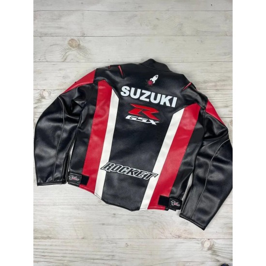 Suzuki Rocket GSXR Black Leather Racing Jacket Suzuki Rocket GSXR Black Leather Racing Jacket
