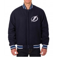 Tampa Bay Lightning Navy Blue Bomber Wool Jacket