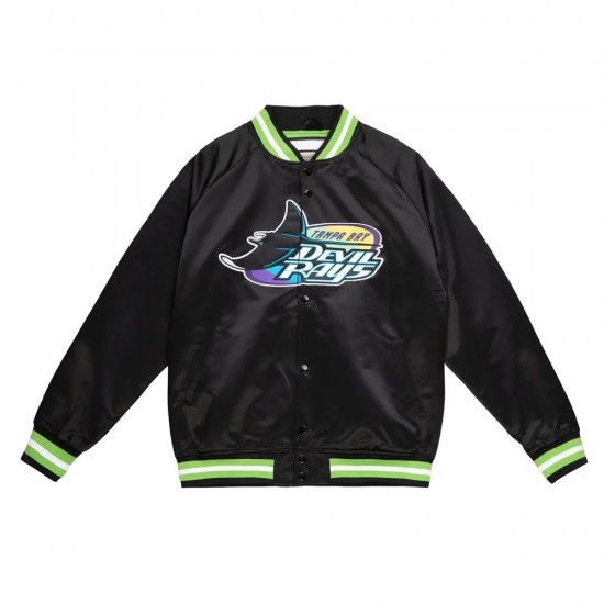 Tampa Bay Rays Devil Rays Black Satin Jacket Tampa Bay Rays Devil Rays Black Satin Jacket