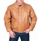 Tan Brown Mens Leather Genuine Lambskin Motorcycle Jacket Slim Fit Biker Jacket