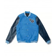 Tennessee Titans Letterman Light Blue and Navy Jacket