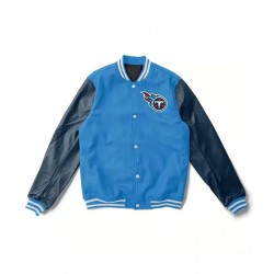 Tennessee Titans Letterman Light Blue and Navy Jacket