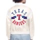 Texas Rangers Printed Logo Varsity Satin Jacket Texas Rangers Printed Logo Varsity Satin Jacket