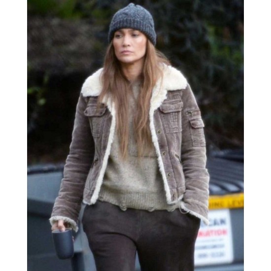 The Mother 2023 Jennifer Lopez Brown Shearling Jacket The Mother 2023 Jennifer Lopez Brown Shearling Jacket