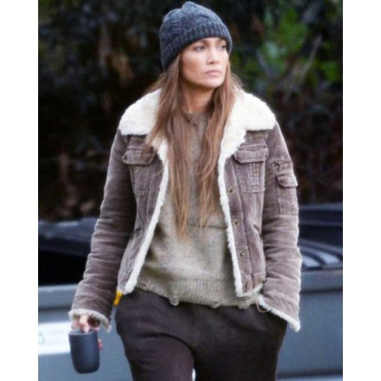 The Mother 2023 Jennifer Lopez Brown Shearling Jacket The Mother 2023 Jennifer Lopez Brown Shearling Jacket
