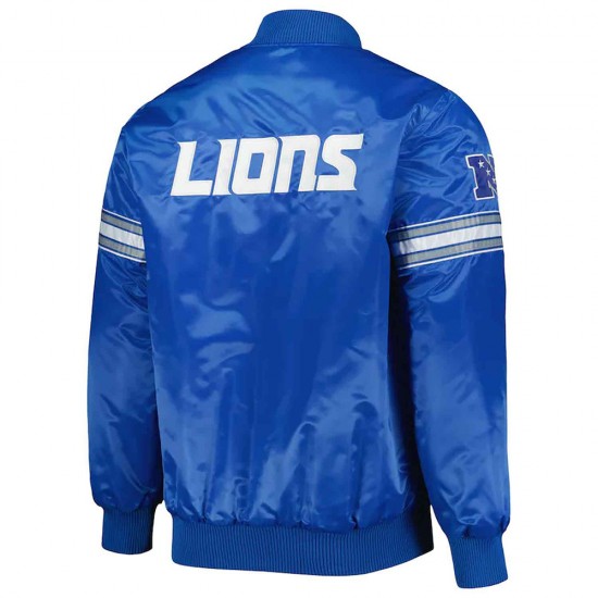 The Pick and Roll Detroit Lions Blue Satin Jacket