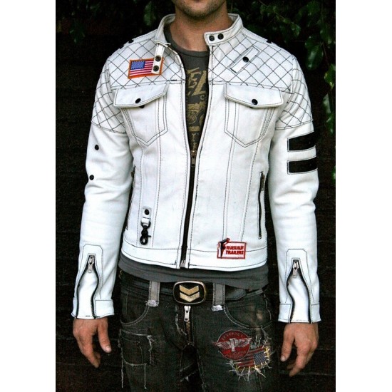 The Stuntman White Leather Jacket The Stuntman White Leather Jacket