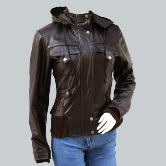 Top Class Brown Women's Leather Bomber Jacket Top Class Brown Women's Leather Bomber Jacket