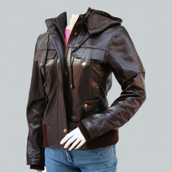 Top Class Brown Women's Leather Bomber Jacket Top Class Brown Women's Leather Bomber Jacket