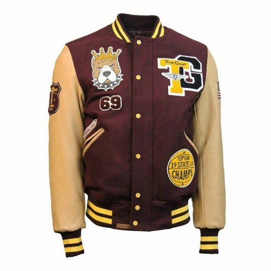 Top Gun King Wool PU Burgundy Jacket Go-Big Show Top Gun King Wool PU Burgundy Jacket Go-Big Show