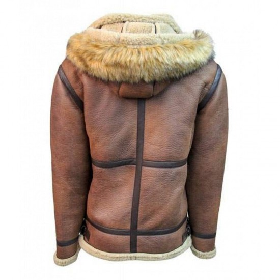 Top Gun Premium Wool Blend Shearling Leather Jacket Coat