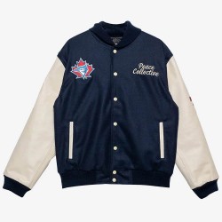 Toronto Blue Jays Patch Navy and Cream Letterman Jacket
