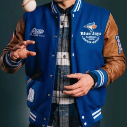 Toronto Blue Jays Varsity Blue and Brown Jacket