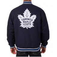 Toronto Maple Leafs Bomber Navy Blue Wool Jacket