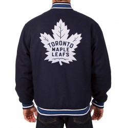 Toronto Maple Leafs Bomber Navy Blue Wool Jacket