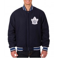 Toronto Maple Leafs Bomber Navy Blue Wool Jacket