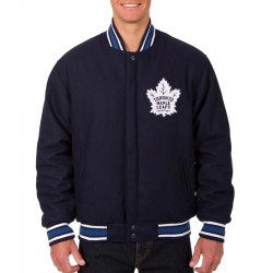 Toronto Maple Leafs Bomber Navy Blue Wool Jacket