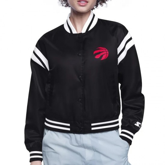 Toronto Raptors Printed Logo Varsity Satin Jacket Toronto Raptors Printed Logo Varsity Satin Jacket