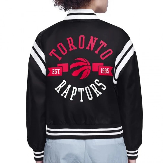 Toronto Raptors Printed Logo Varsity Satin Jacket Toronto Raptors Printed Logo Varsity Satin Jacket