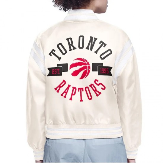 Toronto Raptors Printed Logo Varsity Satin Jacket Toronto Raptors Printed Logo Varsity Satin Jacket
