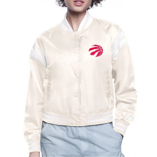 Toronto Raptors Printed Logo Varsity Satin Jacket Toronto Raptors Printed Logo Varsity Satin Jacket