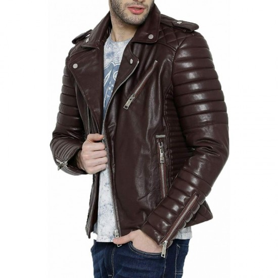 URBAN Men's Lambskin Leather Jacket Motorcycle Biker Stylish Quilted Brown Coat URBAN Men's Lambskin Leather Jacket Motorcycle Biker Stylish Quilted Brown Coat