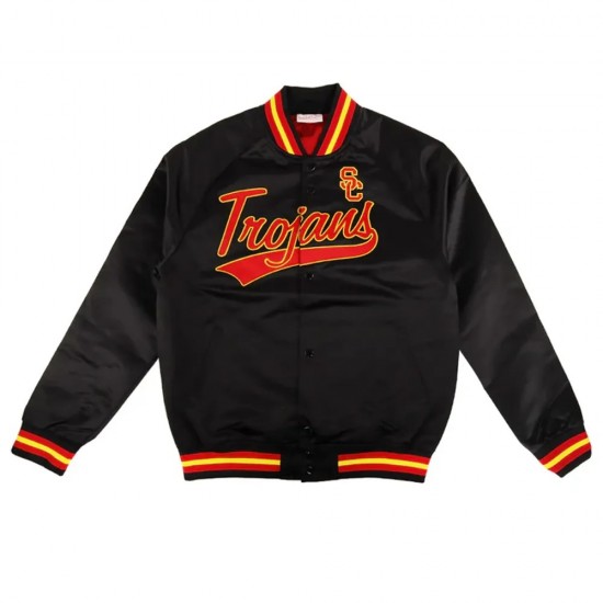 USC Trojans Script Black Satin Jacket USC Trojans Script Black Satin Jacket
