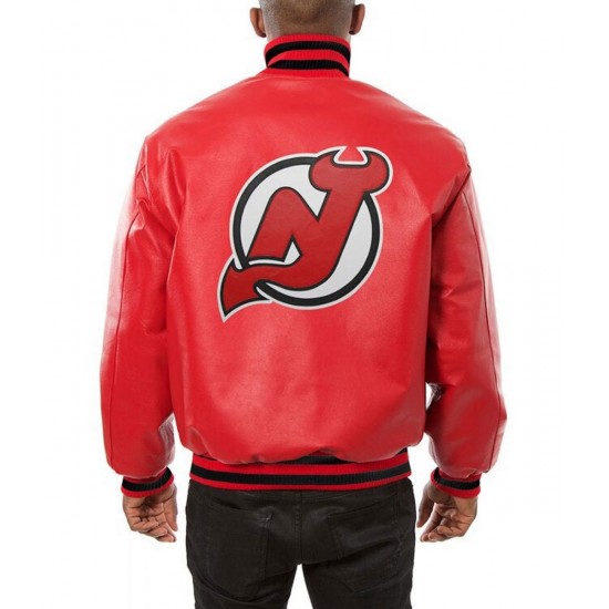 Varsity Bomber New Jersey Devils Leather Jacket