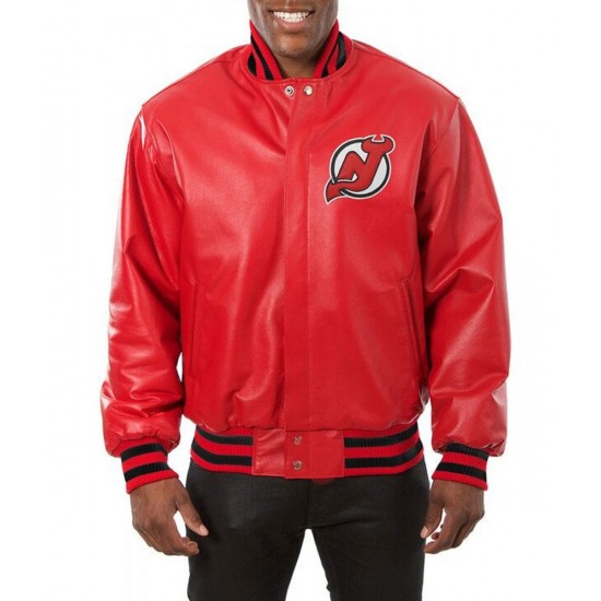 Varsity Bomber New Jersey Devils Leather Jacket