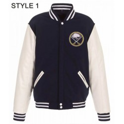 Varsity Buffalo Sabres Two Tone Blue and White Jacket