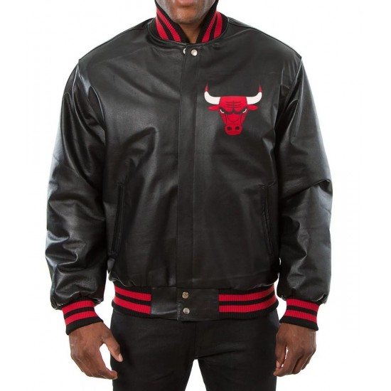 Varsity Chicago Bulls Black Leather Jacket