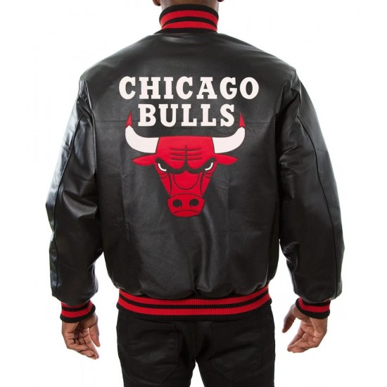 Varsity Chicago Bulls Black Leather Jacket