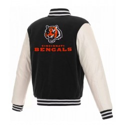 Varsity Cincinnati Bengals White and Black Jacket
