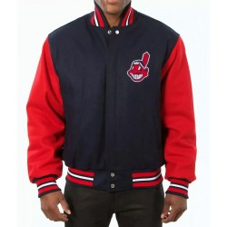 Varsity Cleveland Indians Red and Navy Blue Wool Jacket