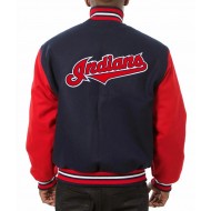 Varsity Cleveland Indians Red and Navy Blue Wool Jacket